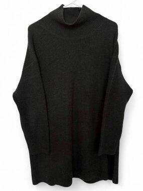Eileen Fisher Merino Wool Turtleneck Tunic Sweater Medium Forest Minimalist Chic